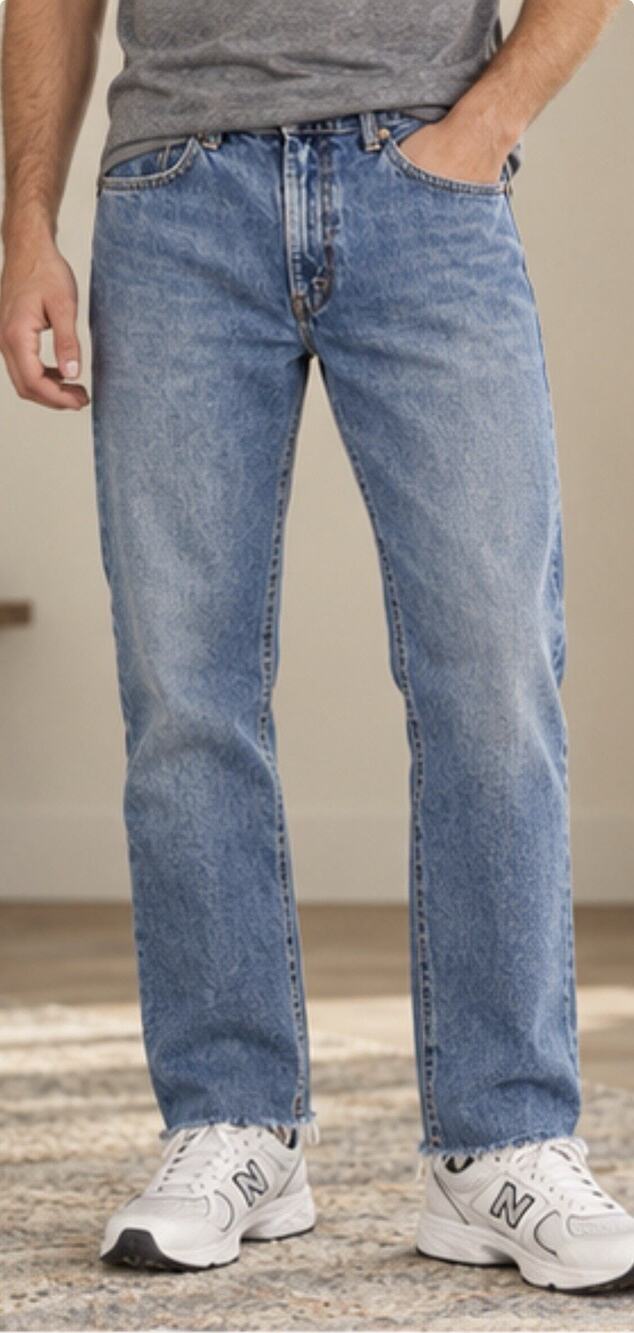 Levi’s 505 Men’s Regular Fit Straight Leg Jeans 36x30 Blue Denim Raw Hem